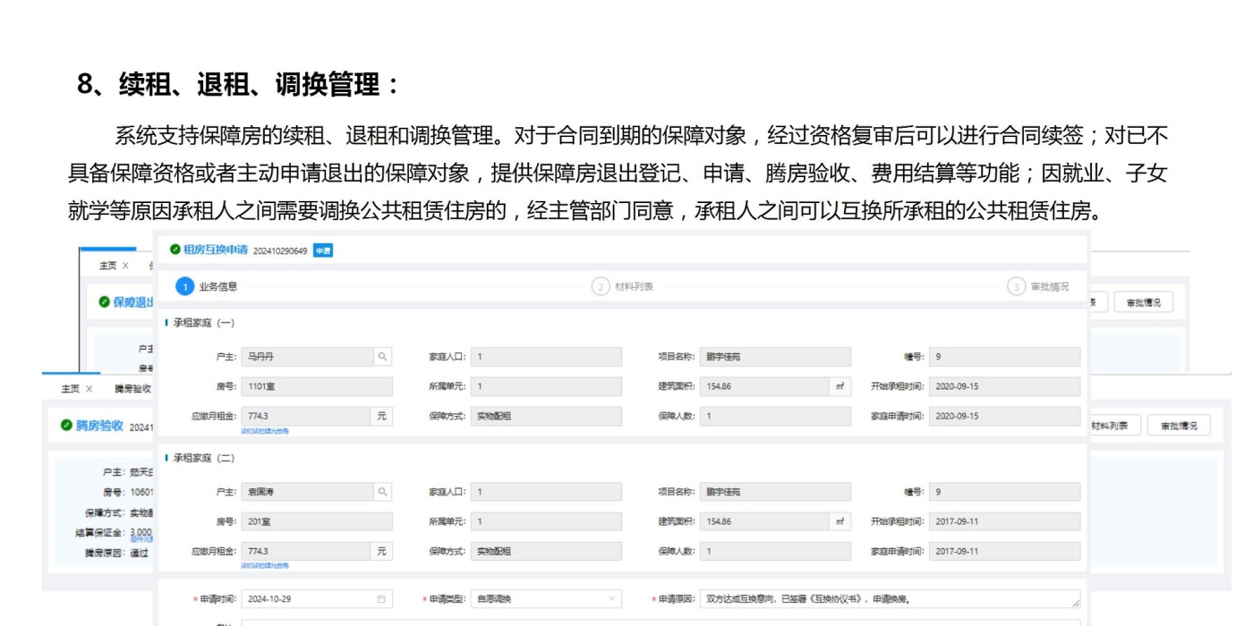 续租、退租、调换管理